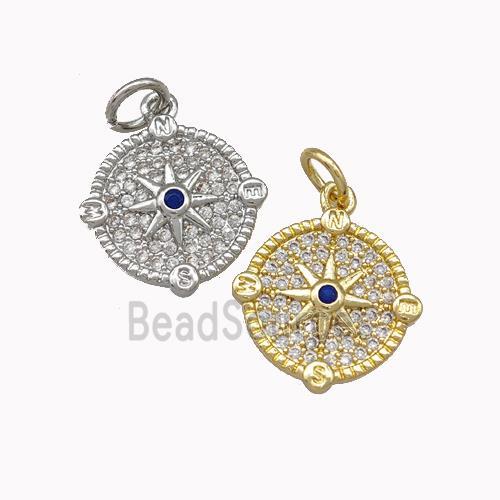 Copper Star Pendant Micro Pave Zirconia Coin Mixed