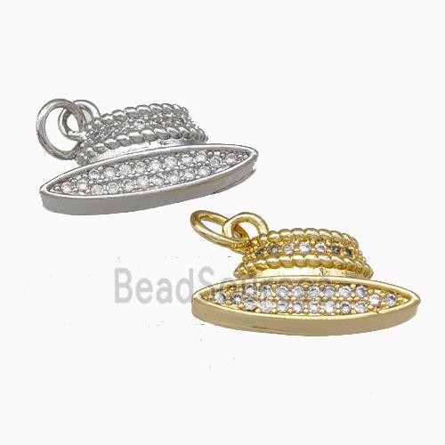 Copper Hat Charms Pendant Micro Pave Zirconia Mixed