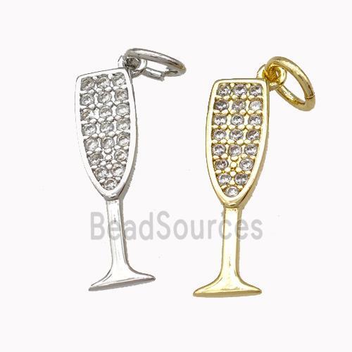 Wine Glass Charms Copper Goblet Pendant Micro Pave Zirconia Cup Mixed