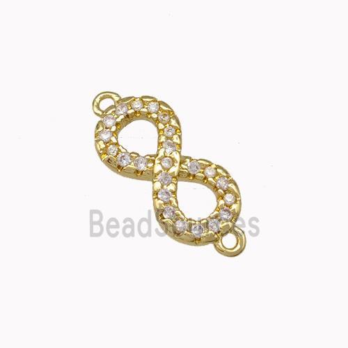 Copper Infinity Connector Micro Pave Zirconia Gold Plated