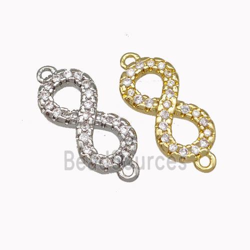 Copper Infinity Connector Micro Pave Zirconia Mixed