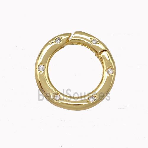 Copper Carabiner Clasp Micro Pave Zirconia Gold Plated