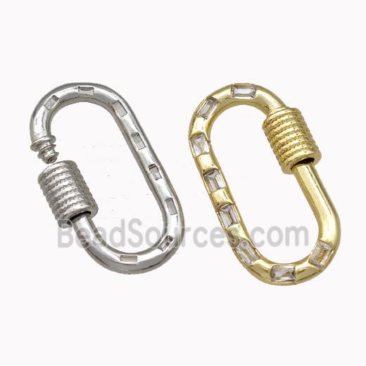 Copper Carabiner Clasp Micro Pave Zirconia Mixed