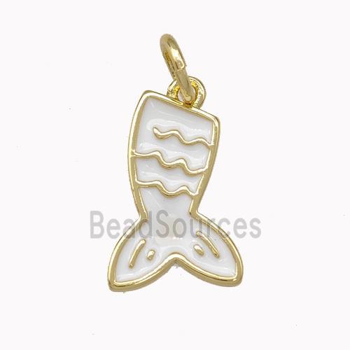 Mermaid Tail Charms Copper Pendant White Enamel Gold Plated