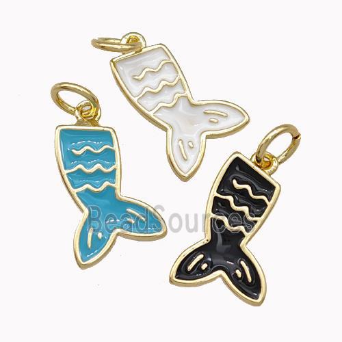 Mermaid Tail Charms Copper Pendant Enamel Gold Plated Mixed