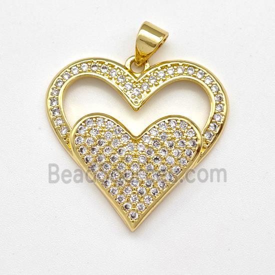 Copper Heart Pendant Micro Pave Zirconia Gold Plated