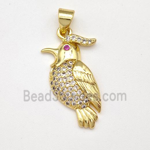 Copper Parrot Birds Pendant Micro Pave Zirconia Gold Plated