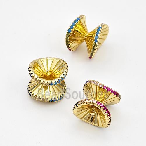 Copper Wheel Connector Micro Pave Zirconia Gold Plated