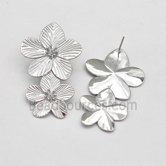 Copper Flower Stud Earring Platinum Plated