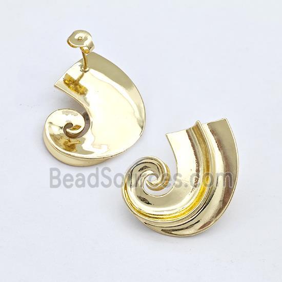 Copper Spiral Stud Earring Gold Plated