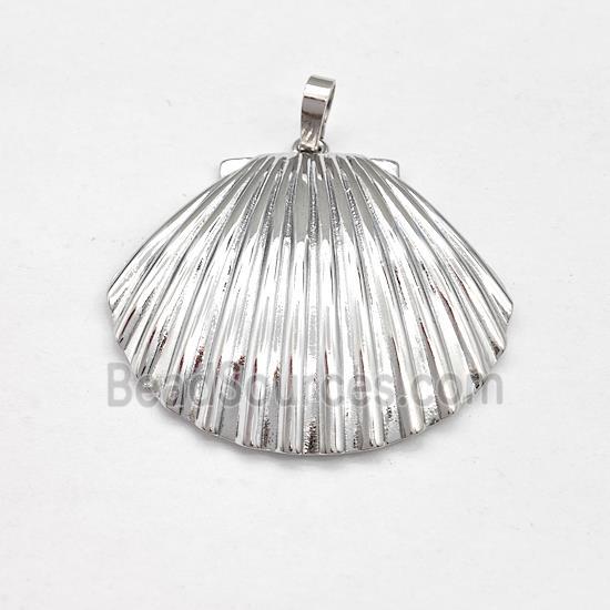 Copper Scallop Shell Pendant Platinum Plated