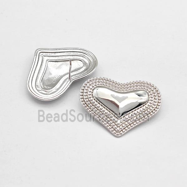 Copper Heart Stud Earrings Platinum Plated