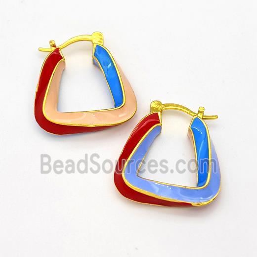 Copper Leaveback Earring Multicolor Enamel Gold Plated