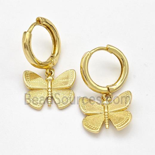 Copper Butterfly Hoop Earring Gold Plated