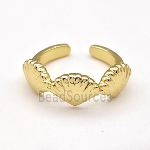 Copper Ring Scallop Shell Gold Plated