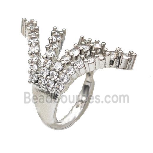 Copper Ring Micro Pave Zirconia Platinum Plated