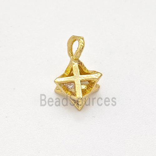 Copper Star Pendant Pave Zirconia Gold Plated