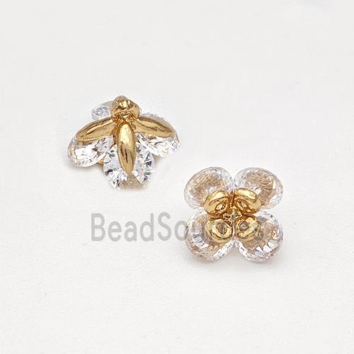 Copper Flower Pendant Pave Zirconia Gold Plated