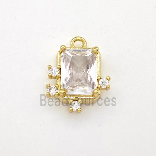 Copper Rectangle Pendant Pave Zirconia Gold Plated