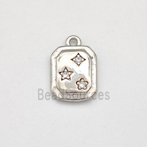 Copper Star Pendant Pave Zirconia Platinum Plated