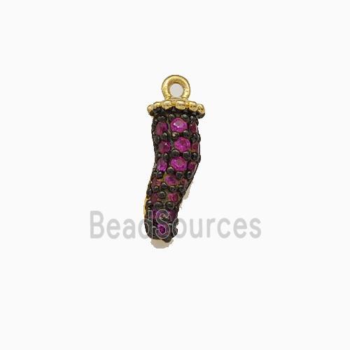 Copper Chili Pendant Micro Pave Zirconia Pepper Gold Plated