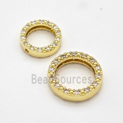 Copper Circle Beads Micro Pave Zirconia Gold Plated