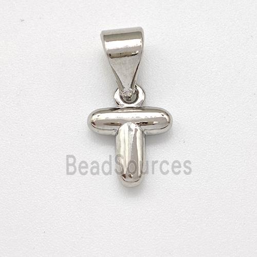 Copper Letter-T Pendant Platinum Plated