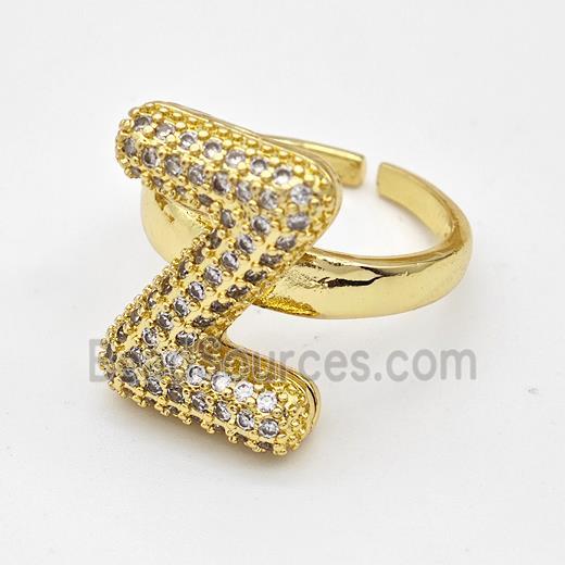 Copper Ring Pave Zirconia Letter-Z Gold Plated