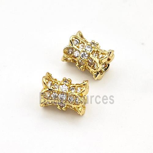 Copper Tube Beads Micro Pave Zirconia Gold Plated