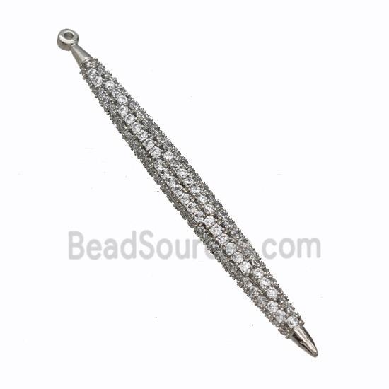 Copper Spike Pendant Micropave Zirconia Platinum Plated