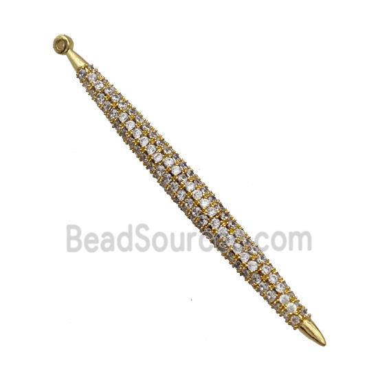 Copper Spike Pendant Micropave Zirconia Gold Plated