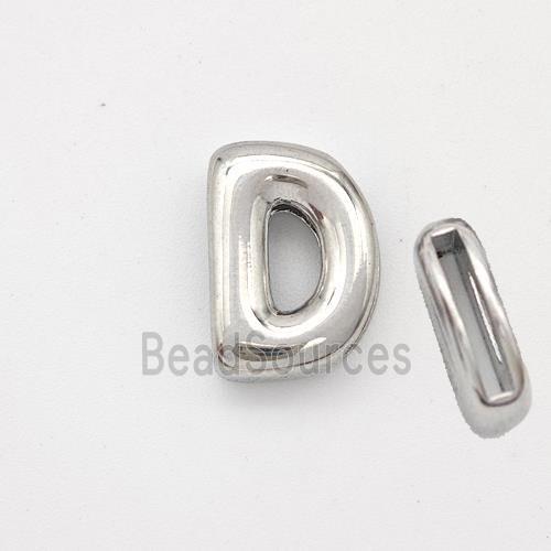 Copper Letter-D Beads Platinum Plated