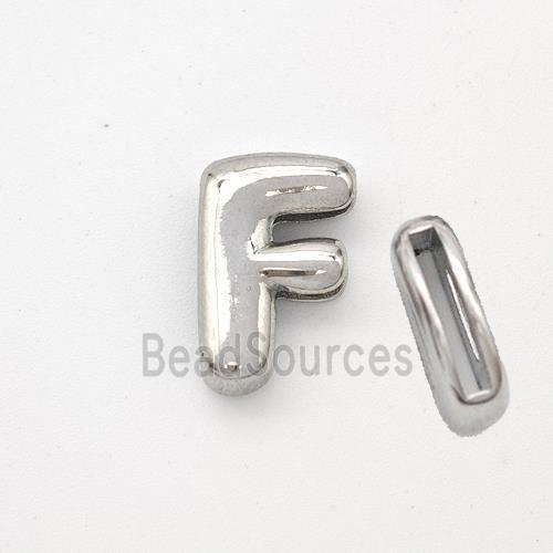 Copper Letter-F Beads Platinum Plated