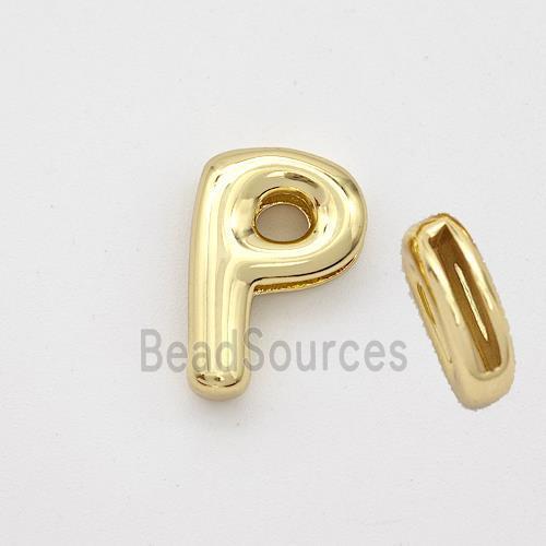 Copper Letter-P Beads Gold Plated