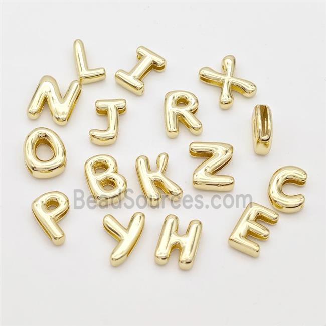 Copper Alphabet Beads Mix Letters Gold Plated