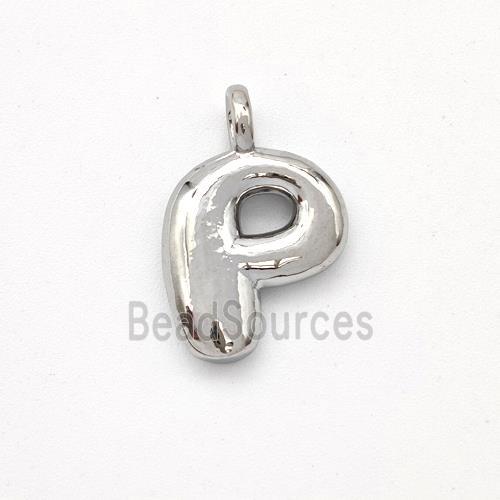 Copper Letter-P Pendant Platinum Plated