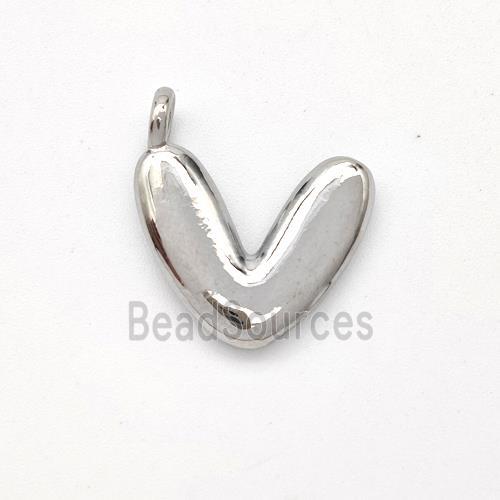 Copper Letter-V Pendant Platinum Plated