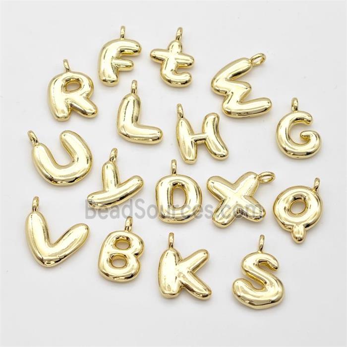 Copper Alphabet Pendant Mix Letters Gold Plated