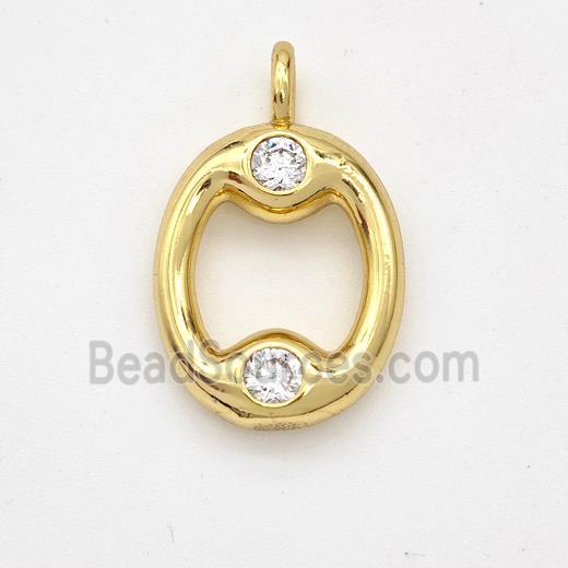 Copper Letter-O Pendant Pave Zirconia Gold Plated