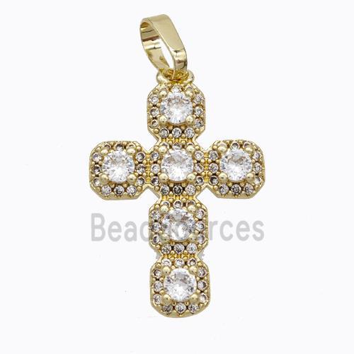 Copper Cross Pendant Pave Zirconia Gold Plated