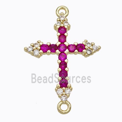 Copper Cross Connector Pave Zirconia Gold Plated