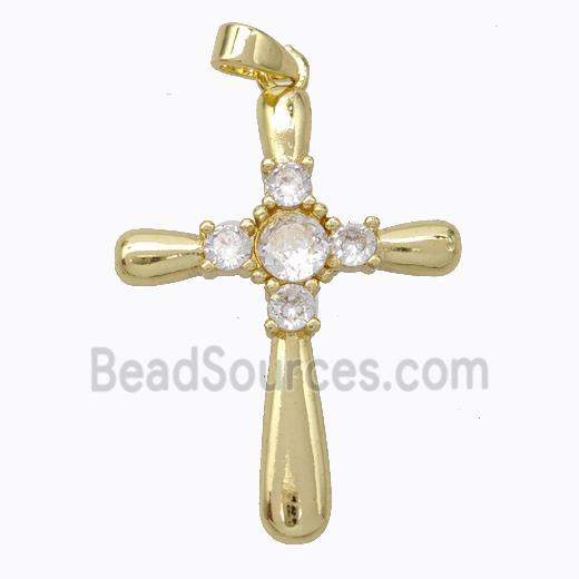 Copper Cross Pendant Pave Zirconia Gold Plated