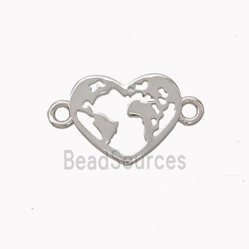 Copper Heart Connector Earthmap Platinum Plated