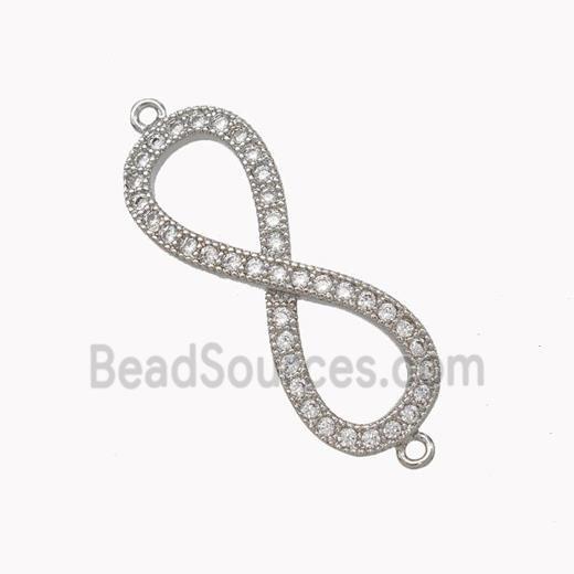 Copper Infinity Connector Micropave Zirconia Platinum Plated