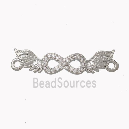 Copper Angelwings Connector Pave Zirconia Infinity Platinum Plated