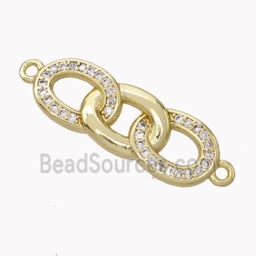 Copper Links Connector Micropave Zirconia Gold Plated