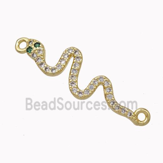 Copper Snake Connector Pave Zirconia Gold Plated