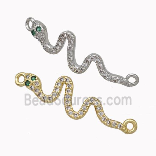 Copper Snake Connector Pave Zirconia Mixed