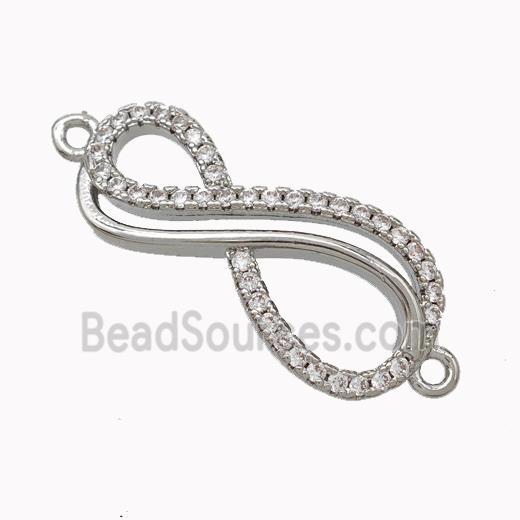 Copper Infinity Connector Micropave Zirconia Platinum Plated