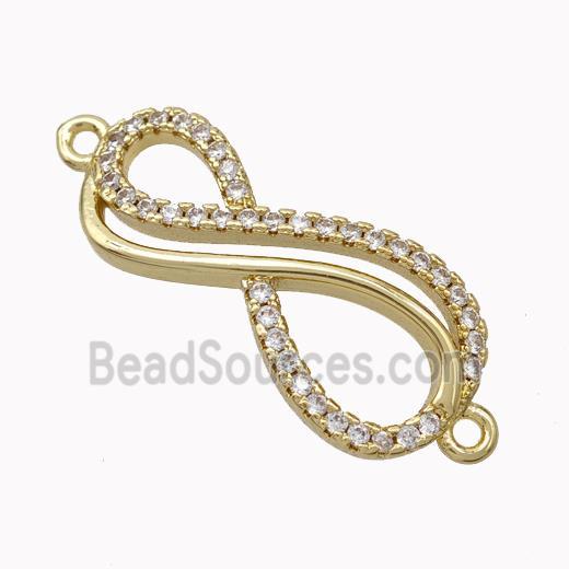 Copper Infinity Connector Micropave Zirconia Gold Plated